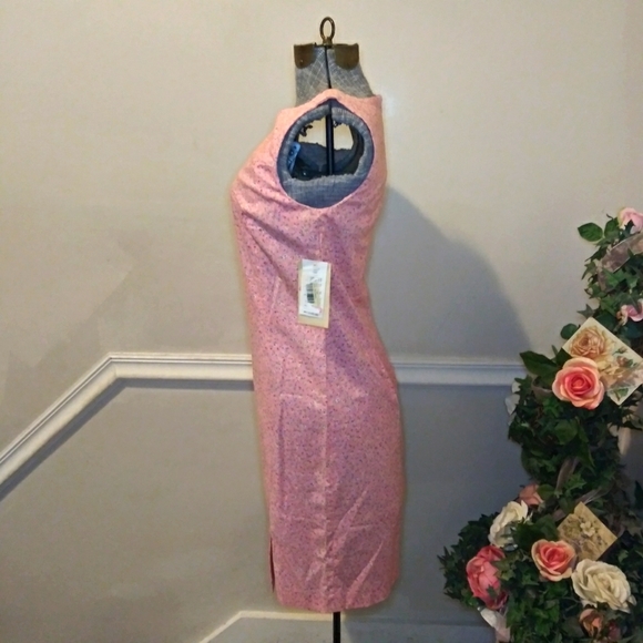 Vintage 90's Deadstock Marisa Christina Pink Ditsy Floral Sheath Dress - Picture 6 of 11